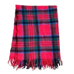 Vintage 100% Pure Lambswool Scottish Tartan Throw Blanket Red Plaid Fringed. Fixed Price $39.99.