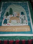 Seasons Greetings Deer Snowglobe Fleece Handmade Soft Tie Blanket Throw 48"X60". Fixed Price $23.50.