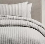 Restoration Hardware Channel Stitched Linen Sateen Fog Coverlet King. Fixed Price $399.99.