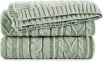 Aormenzy Sage Green Cable Knit Throw Blanket Oversized 60" X 80" Super Soft. Fixed Price $42.39.