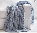 New Pottery Barn Colossal Handknit Throw One Size Light Blue Chambray. Fixed Price $149.99.