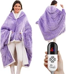 Cozy Heated Shawl Wrap For Women Levels, Auto-off, Purple 50"X64. Fixed Price $83.99.