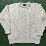 Callan Knitwear Sweater Mens Medium Ivory Pure Merino Wool Cable Ireland. Fixed Price $44.99.