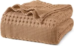 Luxury 100% Cotton Waffle Weave King Blanket - Soft & Cozy Camel 108"X90. Fixed Price $84.99.