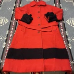 Hudson Bay Point Blanket Coat Red Black Wool Vintage Womens T35. Fixed Price $278.95.