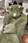 Dinosaur Kids' Hooded Blanket- Pillowfort Wearable Faux Fur, Green 50X40, Nwot. Fixed Price $12.50.