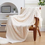 Exq Home Fleece Blanket For Couch Bed - 3D Imitation Throw, Beige. Fixed Price $18.29.