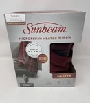 Sunbeam Microplush Electric Heated Throw Blanket Black Red Plaid New 50 X 60 In. Fixed Price $39.99.