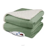 Pure Warmth Velour Sherpa Electric Heated Warming Throw Blanket Sage. Fixed Price $47.99.
