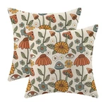 Boho Throw Pillow Covers 24 X Inch Set Of 2, Yellow Orange Fun Cute Mushro.... Fixed Price $29.16.