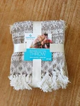 New 100% Cotton Knit Throw Blanket 50"X60" Christmas Snowflake Beige Fair Isle. Fixed Price $24.97.