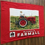 Vintage Farmall International Harvester Big Red Tractor Throw Blanket 47 X 65. Fixed Price $22.50.