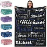 Custom Name Print Flannel Throw Blanket Personalized Contemporary Text Design. Fixed Price $19.74.