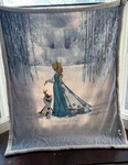New Embroidered Frozen Elsa & Olaf Plush Sherpa Blankets 50X60 Disney Inspired. Fixed Price $17.99.