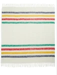 Hudsons Bay/ Hbc Stripes Multistripe Fuzzy All-season Wool Throw/blanket Canada. Fixed Price $439.63.