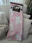 Spooky Vibes-reversible Pink & White Chenille Ghost Throw Blanket Halloween. Fixed Price $49.99.