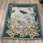 Pure Country Weavers Floral Butterfly Tapestry Throw Blanket 51X60 Woven Fringe. Fixed Price $59.99.