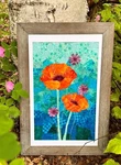 The Trail Creations Poppy Patch Collage Art Quilt Kit -beret Nelson. Fixed Price $45.00.