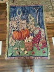 Blanket Autumn Harvest Farm Pumpkin Corn Tapestry Throw Fringe Mww 1995 -63"X45". Fixed Price $29.99.