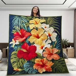 Hibiscus Flower Quilt Blanket Tropical Floral Throw Botanical Garden Gif. Fixed Price $46.89.