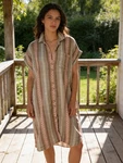 Ivy Jane Go West Short Sleeve Overtop/dress Saddle Blanket Print Earth Tones M. Fixed Price $35.20.
