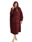 Ililmmoe Sherpa Wearable Blanket Oversized Hoodie One Size, Winered. Fixed Price $45.99.