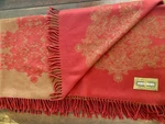 Fine Large Italian Wool Reversible Throw Blanket W/ Fringes Red/mustard/gold. Fixed Price $145.00.