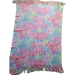 Lilly Pulitzer Pb Teen Throw Blanket Let's Cha Fringe Pottery Barn 46 X 56". Fixed Price $58.00.