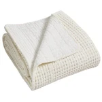 Levtex Mills Waffle Stitched Quilted Throw, 60" 50" Cream. Fixed Price $42.50.
