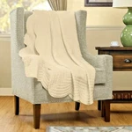 Throw Blanket Scalloped Edge Cream Color Decorative Quilted Couch Accent Cover. Fixed Price $49.85.