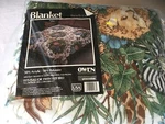Vtg Nos Owen Twin Full Blanket Jungle Animals Lion Zebra Acrylic Poly Usa. Fixed Price $32.00.