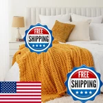 Battilo Mustard Yellow Throw Blanket For Couch Chunky Knit 50X60. Fixed Price $75.22.