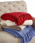 Martha Stewart Bradley Throw Blue Light Brown Ivory Red Combined Shipping Nwt. Fixed Price $31.99.