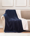 Thermasnug H19113 Chenille Sherpa Digital Electric Throw 50" X 70" Navy Cream. Fixed Price $144.00.