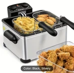 Costway Dual Basket Deep Fat Fryer Electric Timer Temp Control Black Silver. Fixed Price $110.00.
