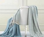 The Comfort Collection Two Pack Picasso Throw Set 100% Cotton Blue/ivory. Fixed Price $12.99.