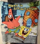 Vintage Spongebob Squarepants Happy Bikini Bottom Blanket Nickelodeon 54X48. Fixed Price $29.99.