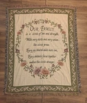Throw Blanket By Collections Etc Our Family Poem Polyester Cotton Blend 50 X 64. Fixed Price $25.00.