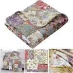 1 Pack Quilted Patchwork Throw Bloom Prarie Green Red White Cotton Home Decor. Fixed Price $68.84.