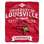Louisville Cardinals Label Design 50" X 60" Raschel Plush Blanket By Northwest. Fixed Price $34.99.