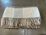 Rejuvenation Plaid Lambs Wool Throw Ivory Mink 56X72". Fixed Price $99.00.