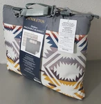Pendleton Packable Blanket Grey Cream Native American Design 60" X 72" Pockets +. Fixed Price $52.12.