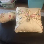Set Simply Shabby Chic Rosalie Throw Pillow Pink Rose Ruffle Cottage Booster. Fixed Price $39.95.
