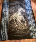 Running Horse Large Reversible Blanket Bed Country Wall Hang Heartland 72" X 92". Fixed Price $55.00.