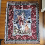 Christmas Tapestry Santa W/ Children Kids Hmk Lic Inc Throw Blanket 56" X 46. Fixed Price $22.00.