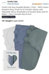 Infant Comfy Cubs Easy Swaddle Blanket, 3 Pack - 100% Cotton Newborn Wrap. Fixed Price $12.00.