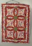 Handmade Double Wedding Ring Shopkins Patch Party Quilt 35X47.5 Inches. Fixed Price $67.50.