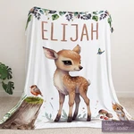 Deer Blanket - Personalized Woodland Forest Fleece Throw, Custom Kids Baby Gift. Fixed Price $99.95.