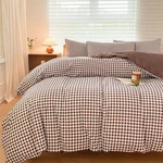 Nsnlgsgc Mocha Gingham Duvet Cover Set Queen Dark Tan Grid Simple Geometric. Fixed Price $50.76.