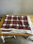 Eddie Bauer Plaid Sherpa Throw Blanket Home Edgewood Orange Red White. Fixed Price $23.00.